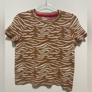 Anthropologie Short sleeve Zebra Sweater